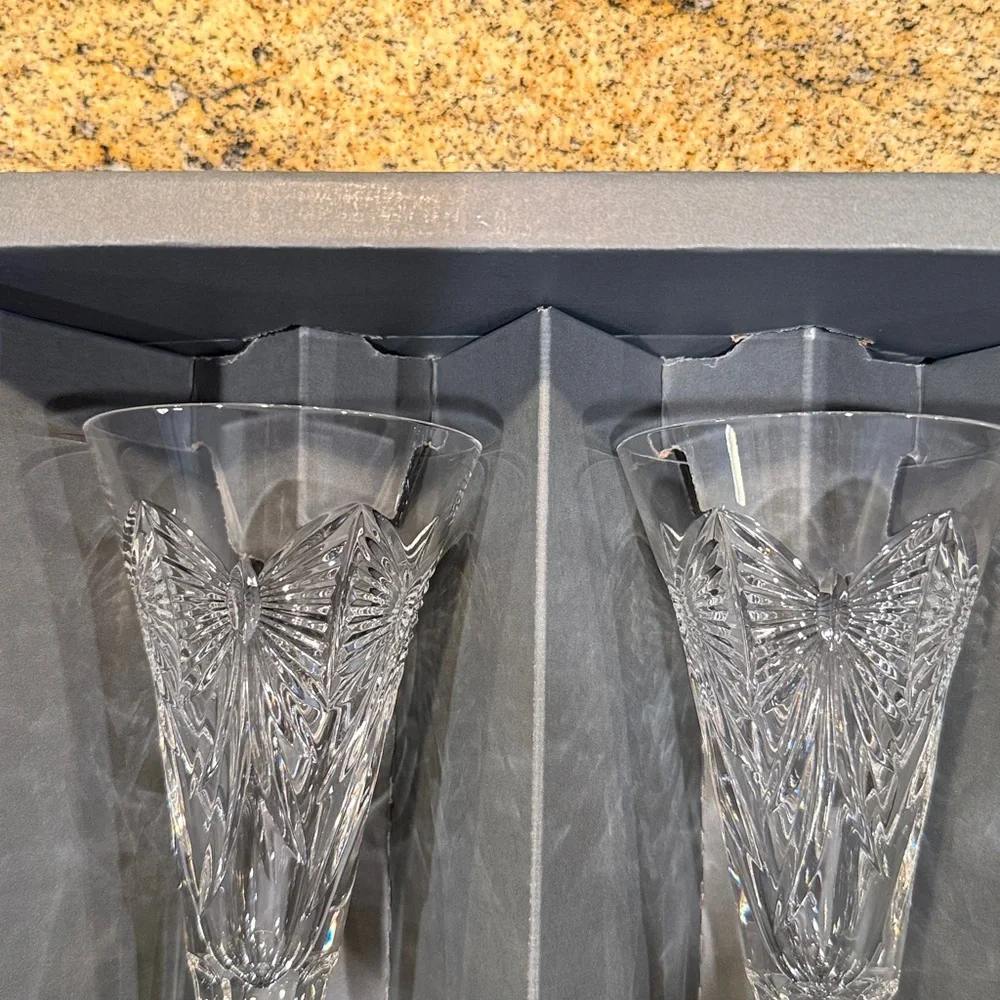 Waterford Crystal Millennium Collection Happiness Toasting Flutes New in Box
